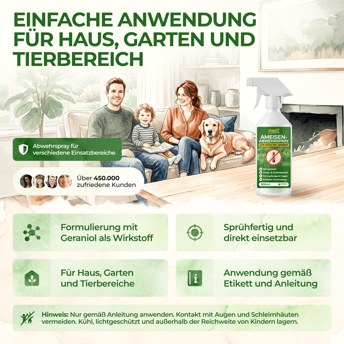 Ameisen Abwehrspray Power-Konzentrat - 500ml - Green Guardia - Ihr Experte für Schädlinge und Pflanzen