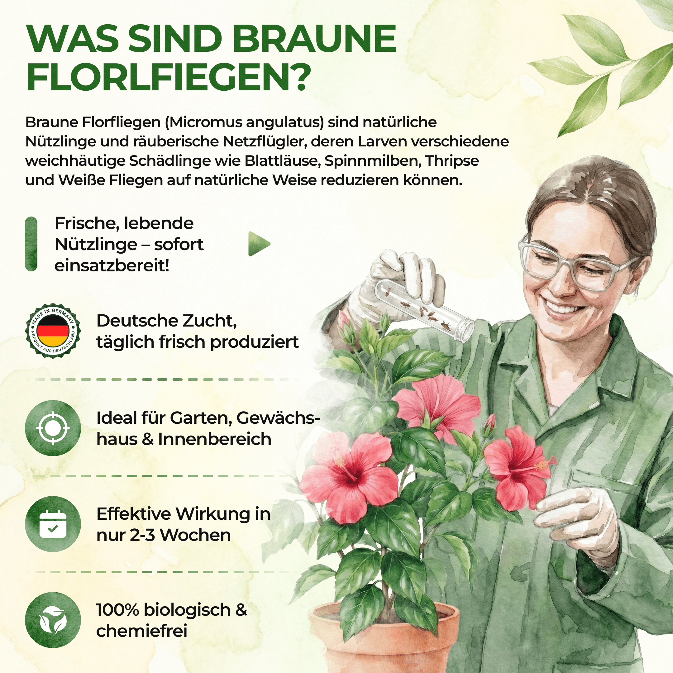Braune Florfliegen gegen Blattläuse, Thripse, Spinnmilben und Co. - Green Guardia - Ihr Experte für Schädlinge und Pflanzen