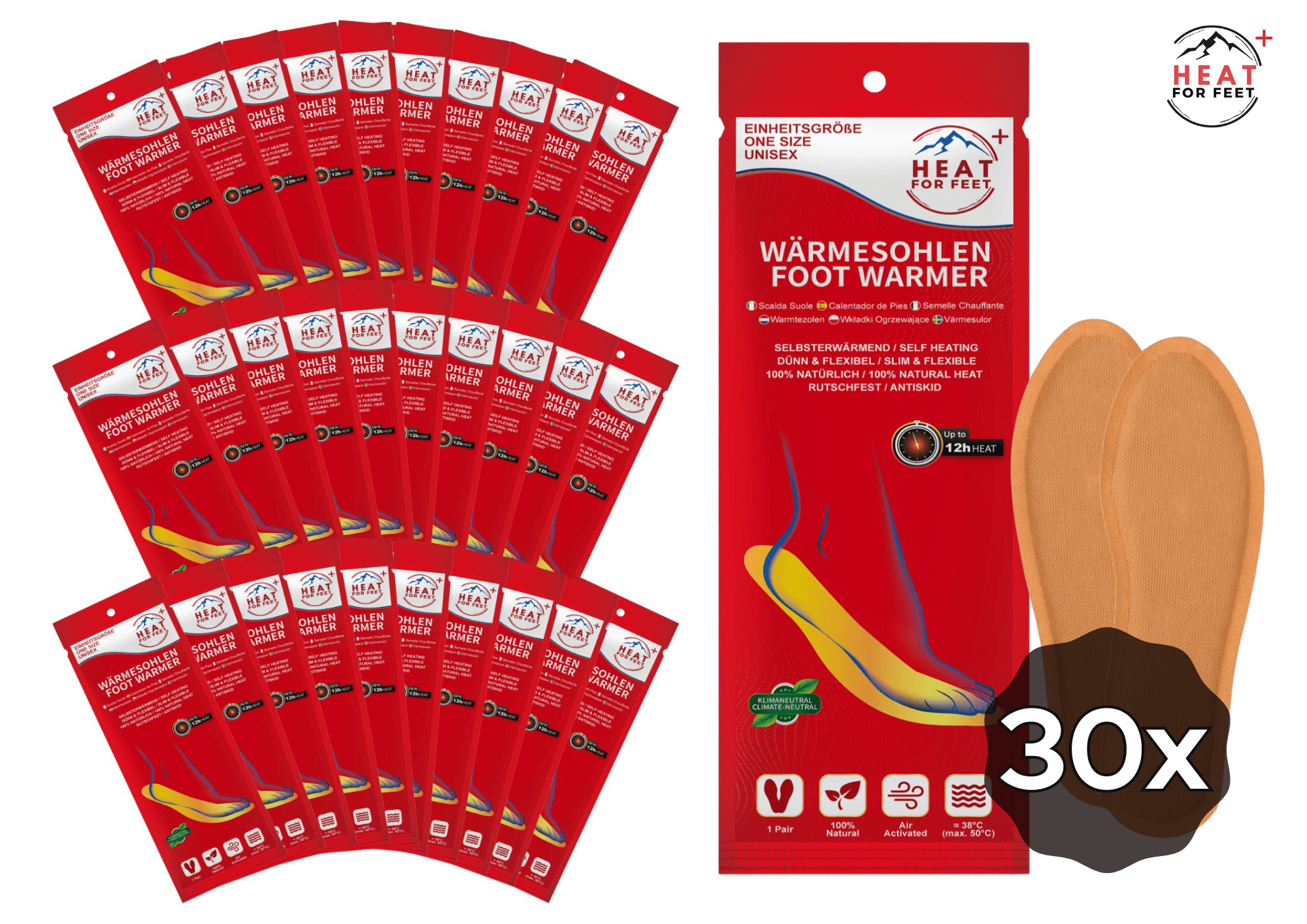 Heat for Feet, 10 Paar Wärmesohlen, bis zu 12 Std. Wärme, Einheitsgröße 36 - 46, dünn & flexibel, Sohlenwärmer,Sofort wärmende Einlegesohlen,Schuhwärmer - Green Guardia - Ihr Experte für Schädlinge und Pflanzen