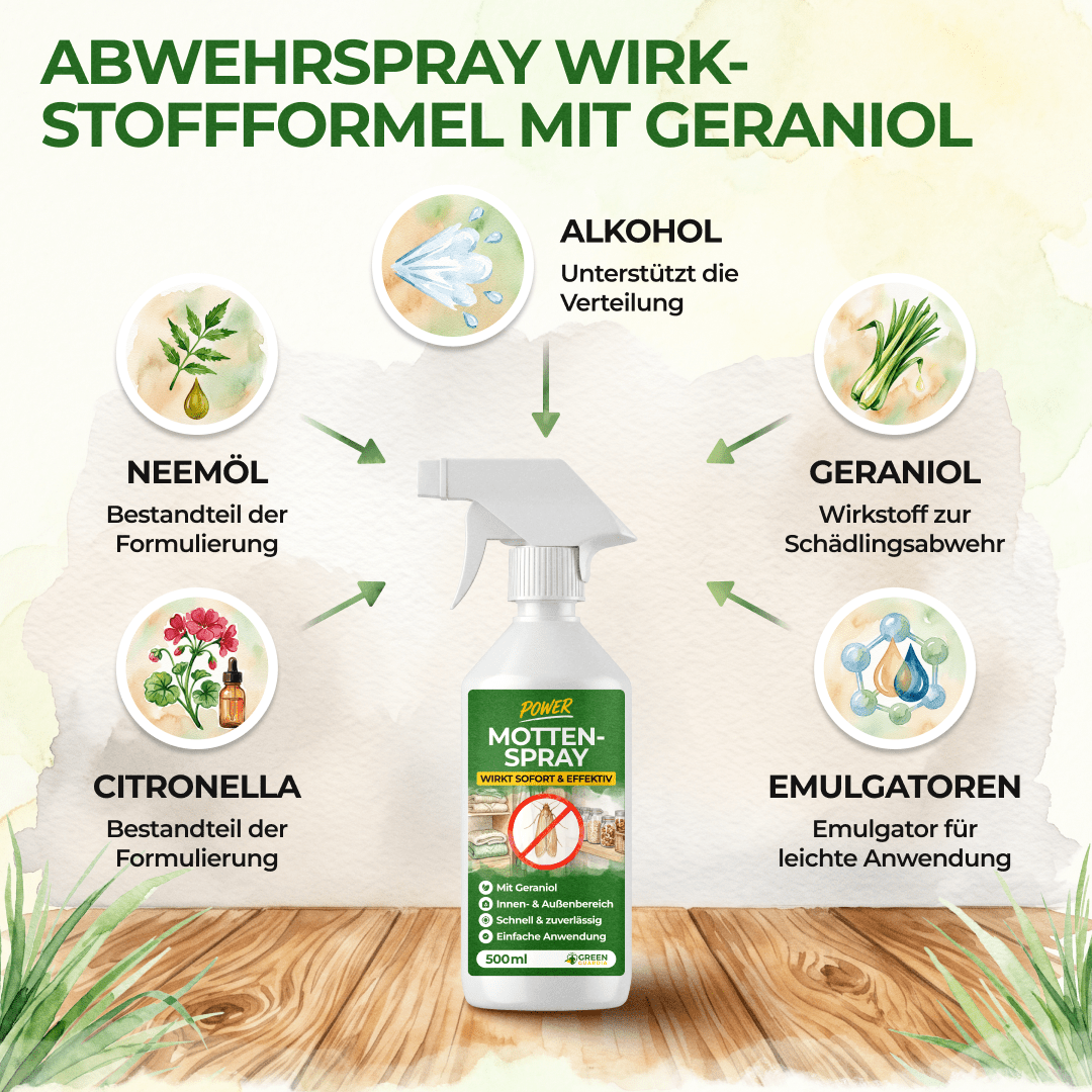 Motten-Abwehrspray Power-Konzentrat - 500ml - Green Guardia - Ihr Experte für Schädlinge und Pflanzen